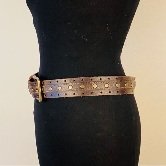 ITSŪS belt leather size 32 with rivets bronze buckle - Picture 2 of 11